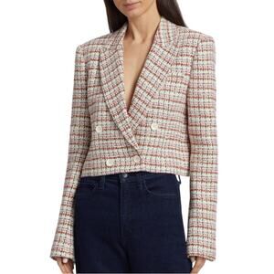 Derek Lam 10 Crosby Kyle Tweed Jacket Vermilion Multicolor Sz 14 Designer Blazer